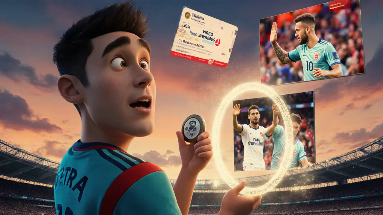 A fan unlocking magical rewards like airline tickets and merchandise through a TRA token portal.