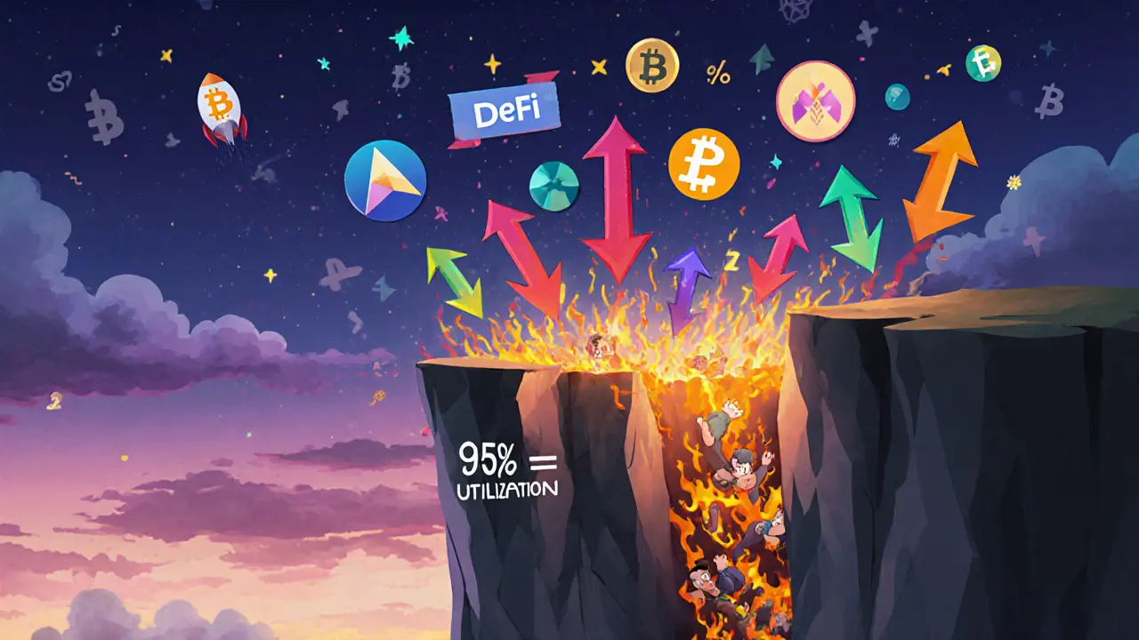 Borrowers falling off a cliff at 95% utilization while lenders celebrate as interest rates soar.