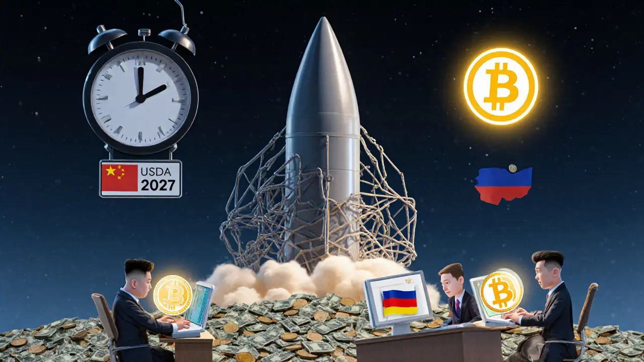 A missile made of crypto and cash, powered by global hackers, with a clock ticking toward 2027.