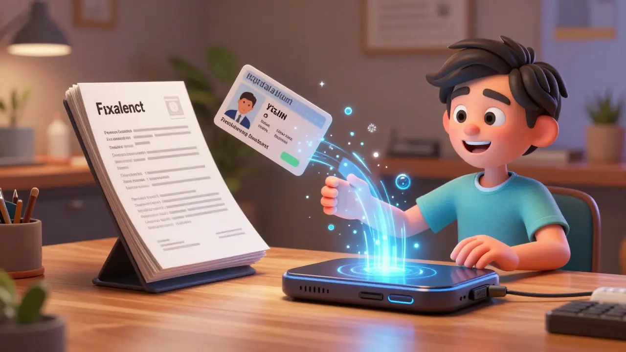 Documents turning into digital light entering a hardware wallet