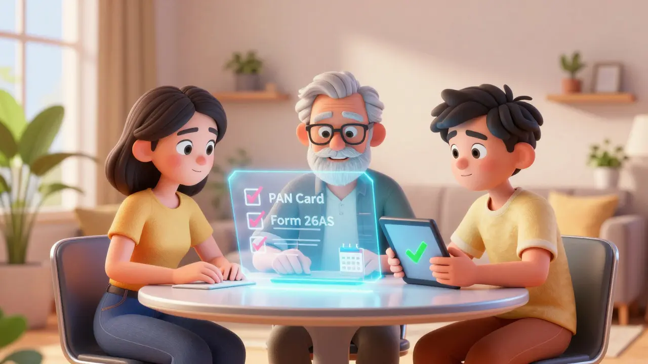 People reviewing compliance checklist and tax forms together