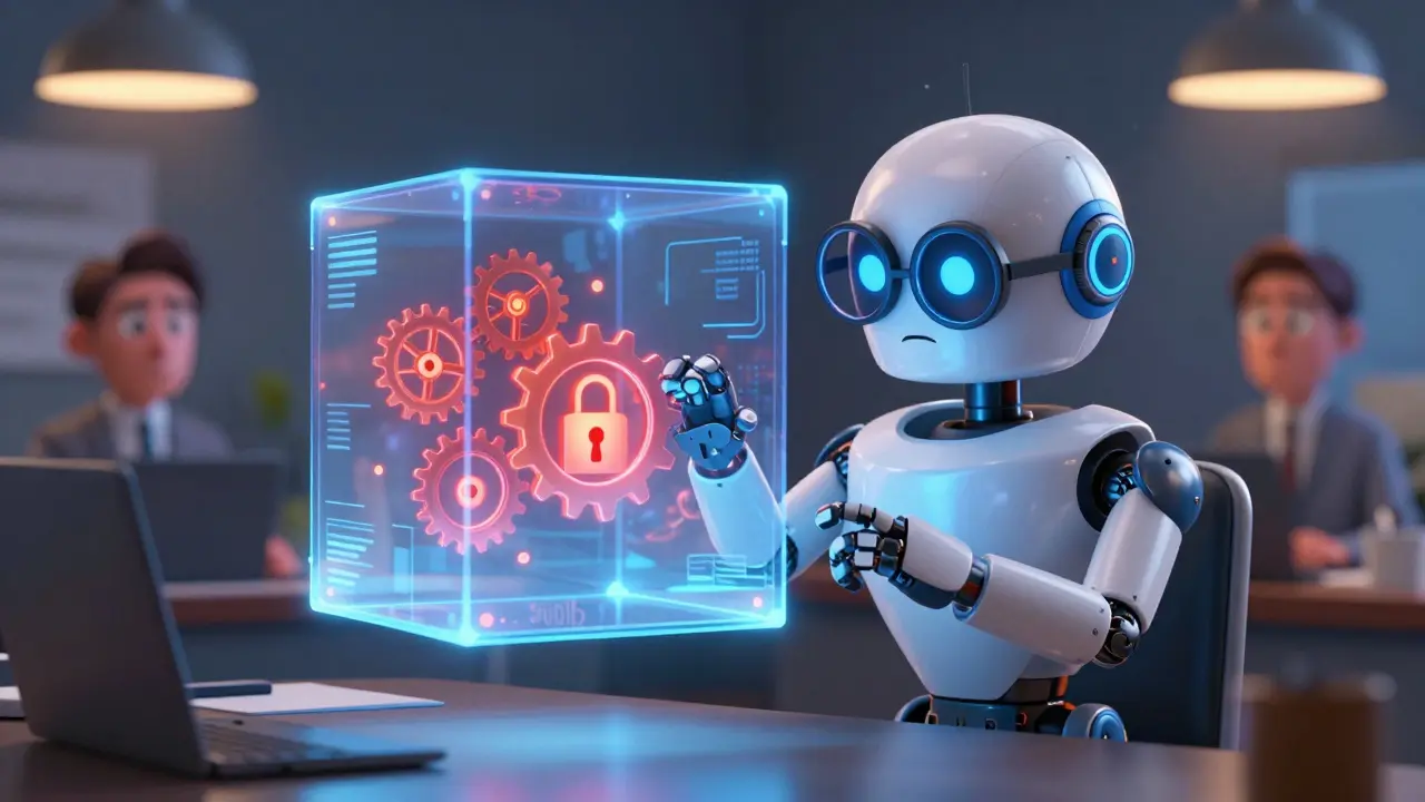 Robot inspector checking for vulnerabilities in a holographic vote block