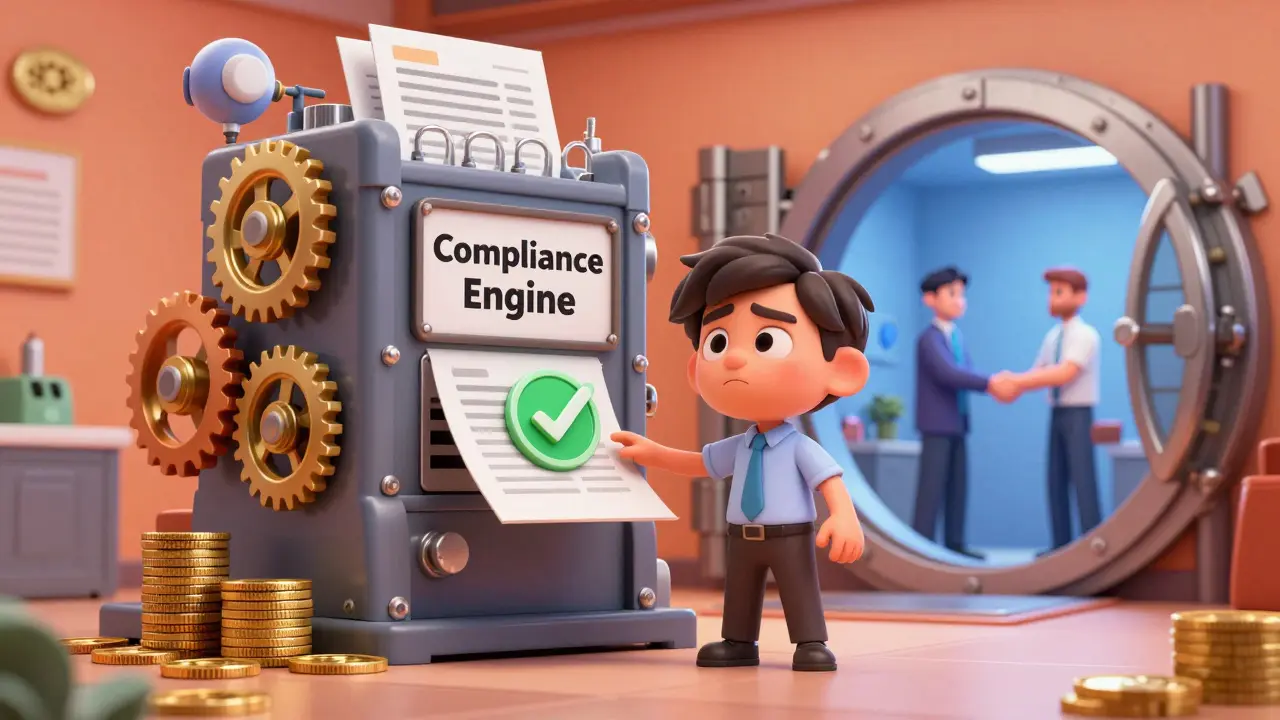Business owner navigating compliance costs for crypto regulations