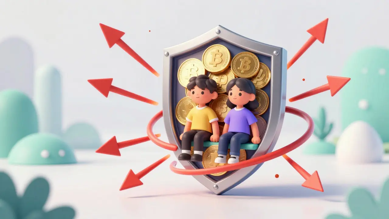 Stablecoin shield protecting investors from market volatility