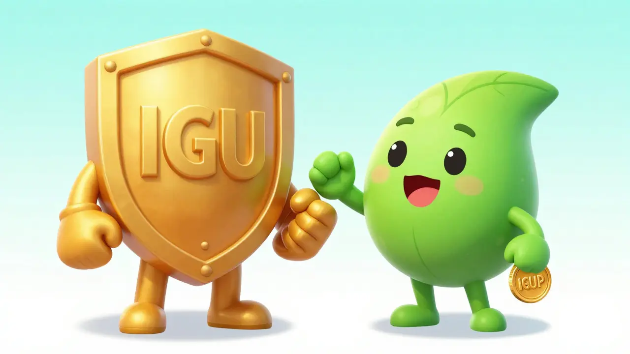 Two cartoon token characters, one gold and one green, shaking hands together.