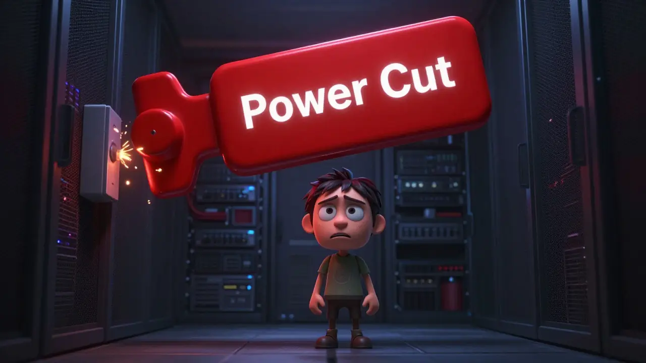 Anxious miner facing remote power shutdown threat in server room