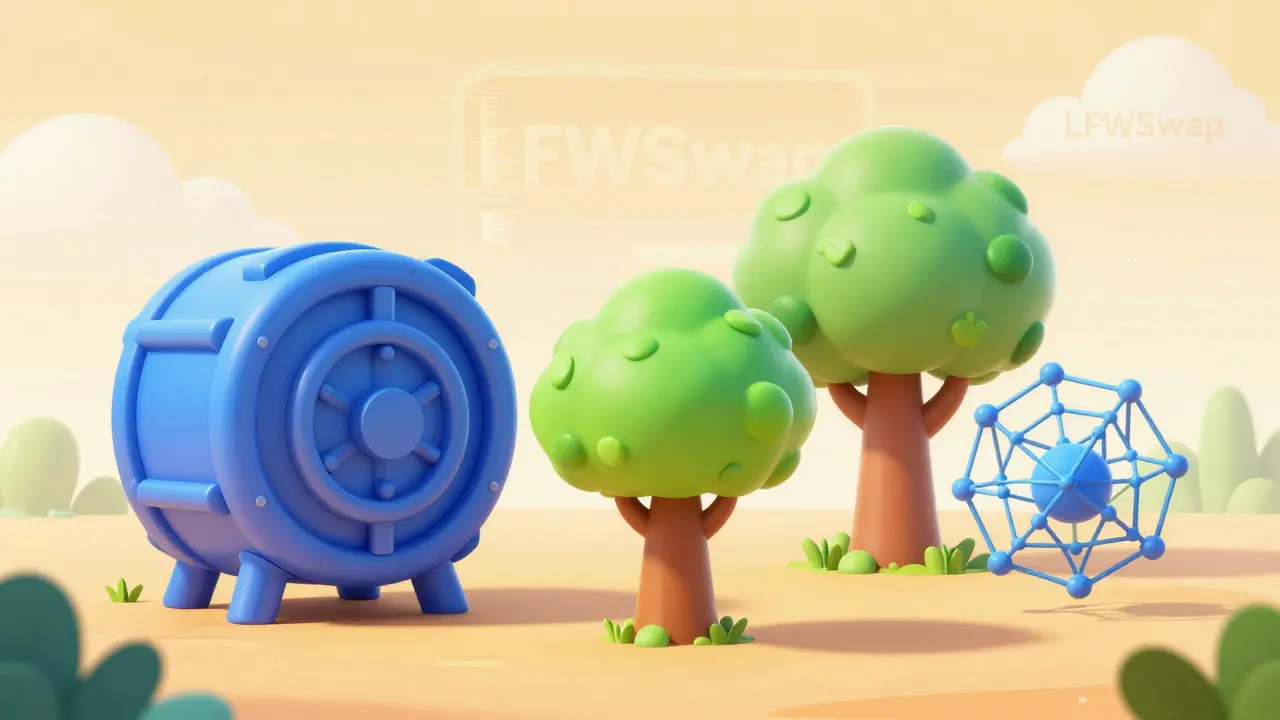 Safe, bright digital landscape with trusted exchange mascots