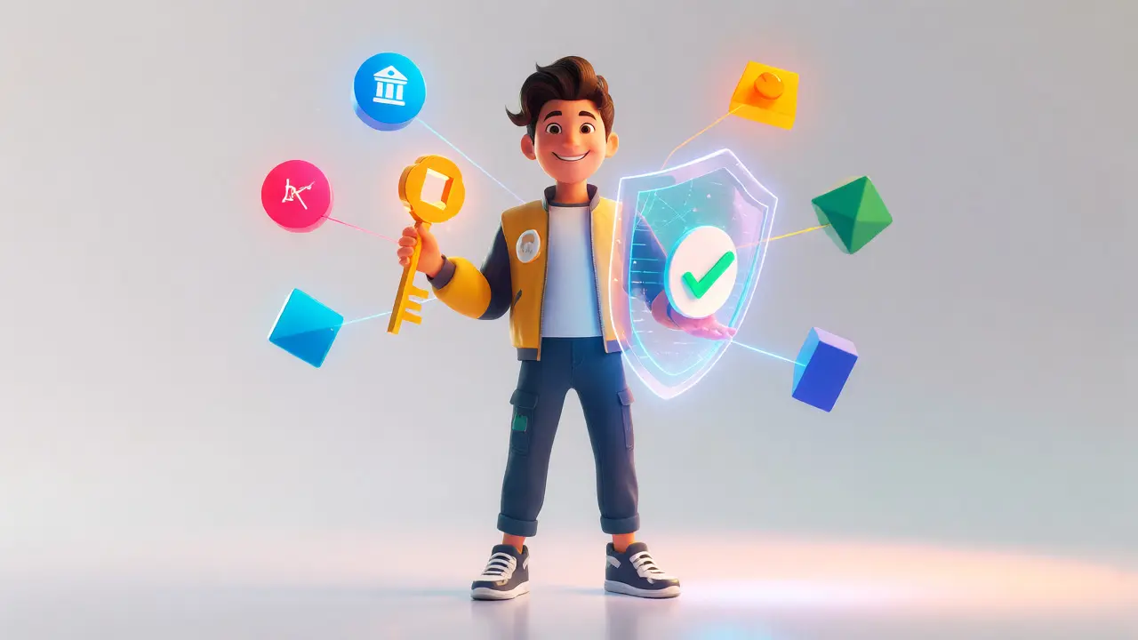 Character using a digital shield to verify identity privately