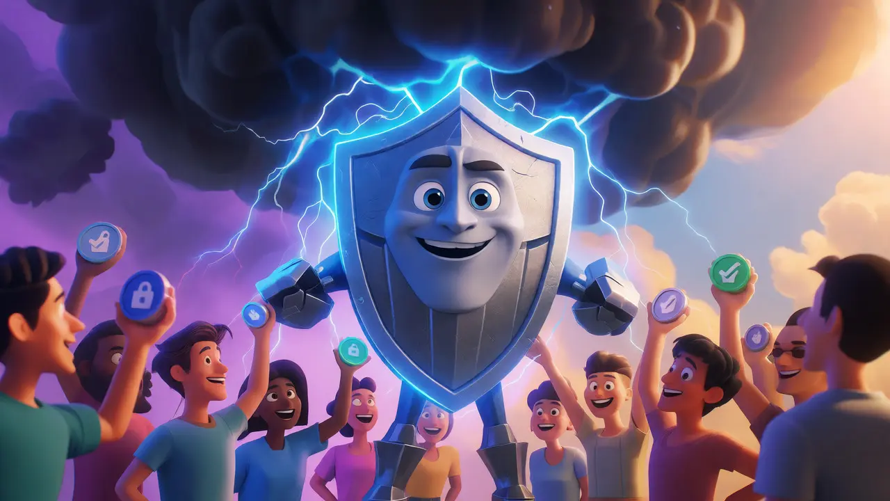 Security shield protecting users from scam threats